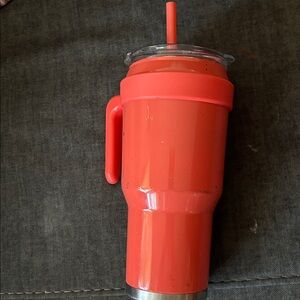 Insulated Orange Travel Mug with Handle
